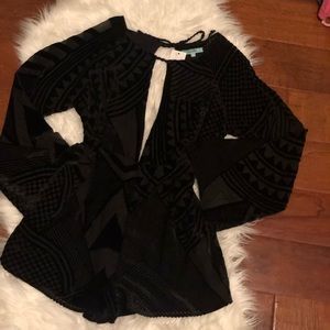 Karlie Burnout Velvet Romper w/ Plunging Keyhole